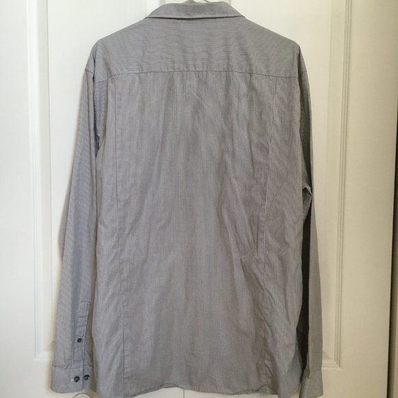 Calvin Klein Mens Casual Long Sleeve Pinstriped Body Fit Zip Gray Cotton 2XL - Picture 2 of 7